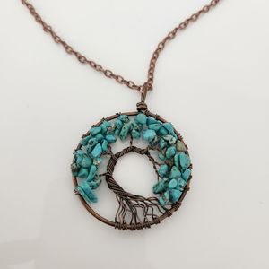 Long tree necklace with stones